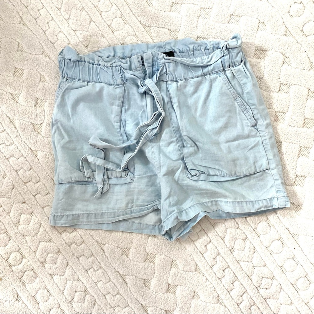 Romeo Juliet Couture Light Blue Front Tie Women's Paper bag Shorts size S